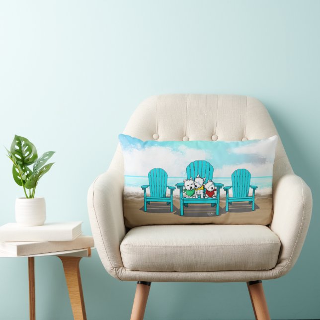 KiniArt Beach Westies Lumbar Cushion (Chair)