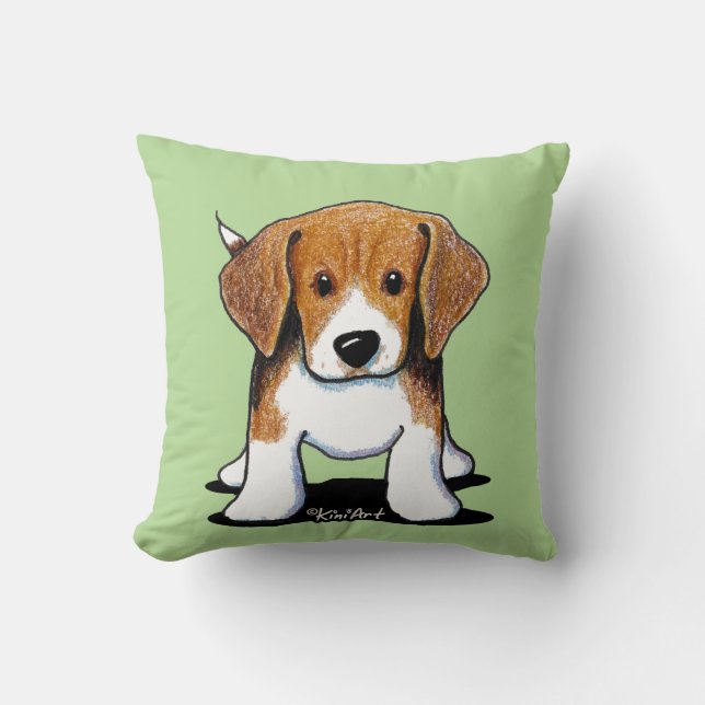 KiniArt Beagle Throw Pillow (Front)