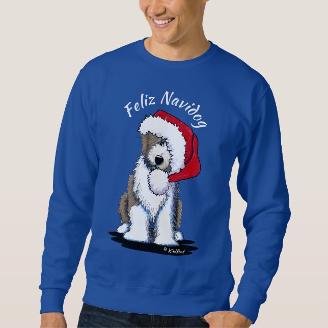KiniArt Bearded Collie Christmas Sweatshirt (Front)