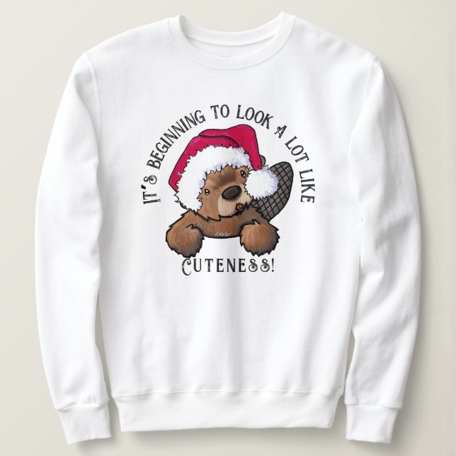 KiniArt Beaver Christmas Sweatshirt (Design Front)