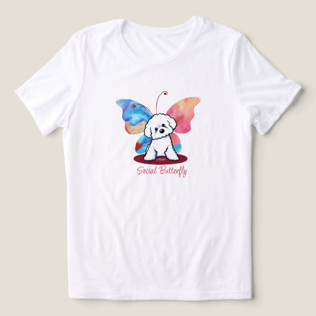 KiniArt Bichon Butterfly Tri-Blend Shirt (Design Front)