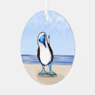 KiniArt Blue Footed Bird Metal Ornament