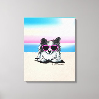 KiniArt Blue Merle Pomeranian Beach Canvas Print