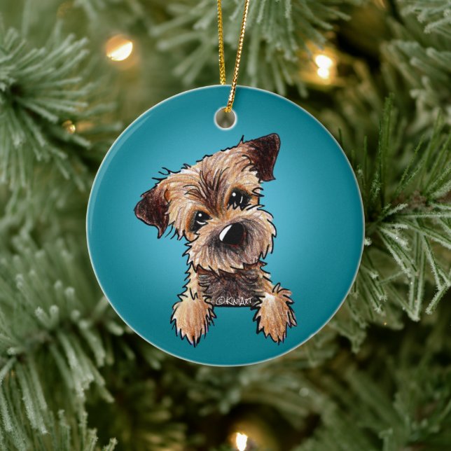 KiniArt Border Terrier Ceramic Ornament (Tree)