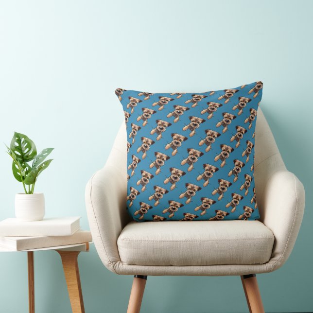 KiniArt Border Terrier Throw Pillow (Chair)