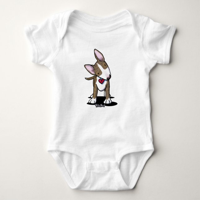 KiniArt Brindle Bull Terrier Baby Bodysuit (Front)