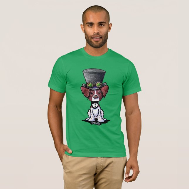 KiniArt Brittany Dog Steampunk Tophat T-Shirt (Front Full)