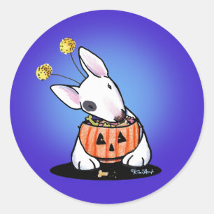 KiniArt Bull Terrier Halloween Classic Round Sticker