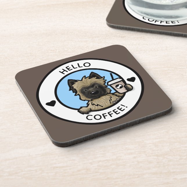 KiniArt Cairn Coffee Lover Hard plastic coaster (Left Side)
