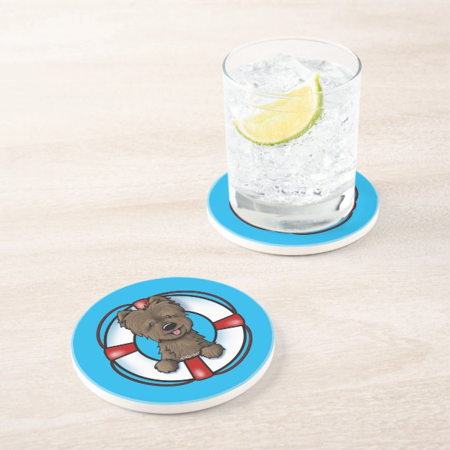 KiniArt Cairn Rescue Coaster (Side)