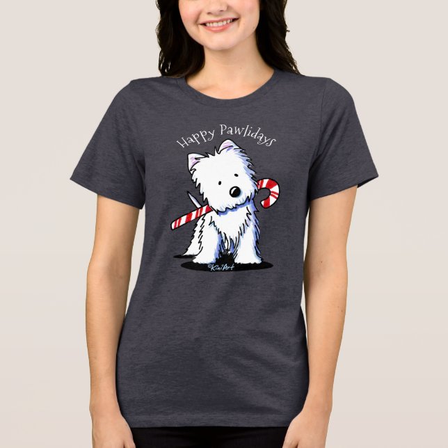 KiniArt Candy Cane Westie  Tri-Blend Shirt (Front)
