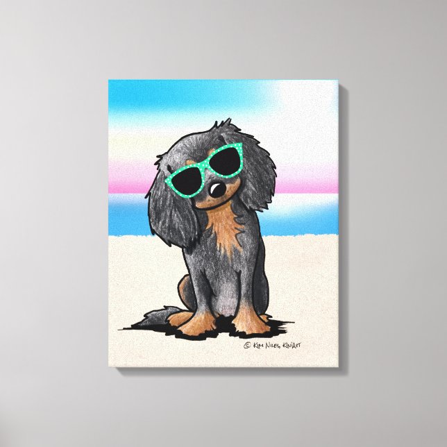 KiniArt Cavalier King Charles Spaniel Beach Canvas Print (Front)