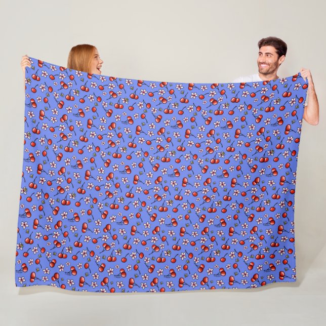 KiniArt Cherries Cherry Blossom Fleece Blanket (In Situ)