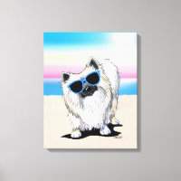 KiniArt Chester Pomeranian Dog Beach Canvas Print