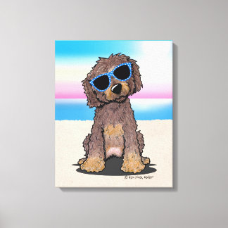 KiniArt Chocolate Doodle Dog Beach Canvas Print