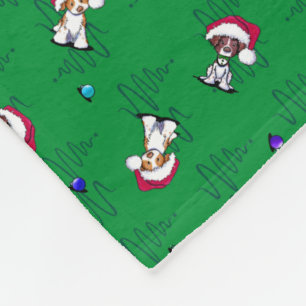 KiniArt Christmas Brittany Dogs Fleece Blanket