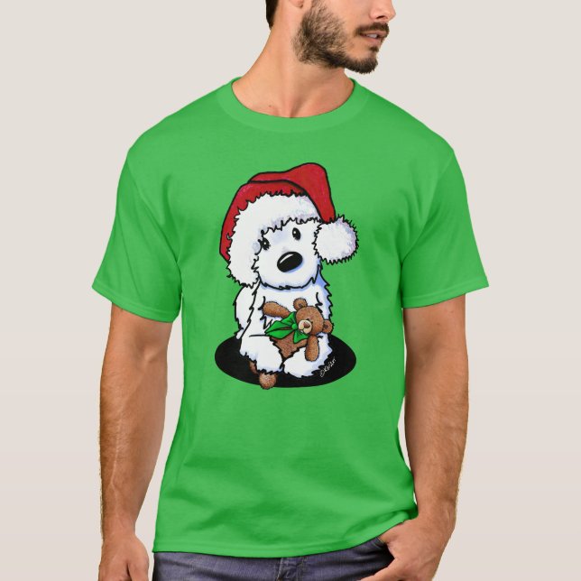 KiniArt Christmas Westie And Bear T-Shirt (Front)