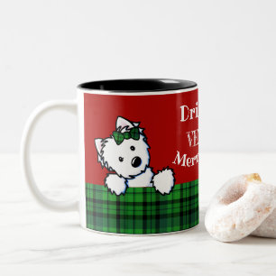 KiniArt Christmas Westies Two-Tone Coffee Mug