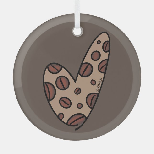 KiniArt Coffee Lover Glass Tree Decoration (Front)