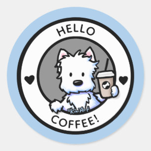 KiniArt Coffee Westie Stickers