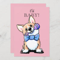 KiniArt Corgi Baby Shower Invitations