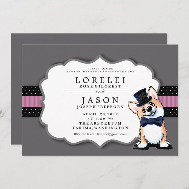 KiniArt Corgi Wedding Invitations (Front/Back)