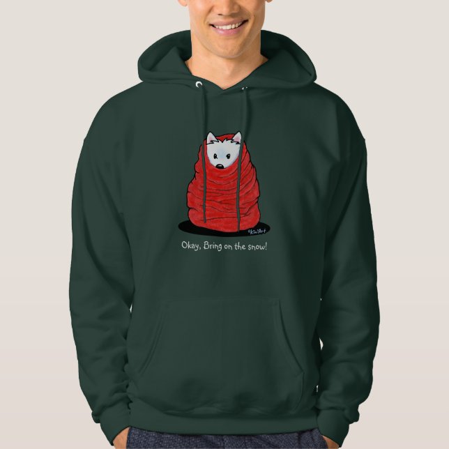 KiniArt Cosy Winter Westie Terrier Hoodie (Front)