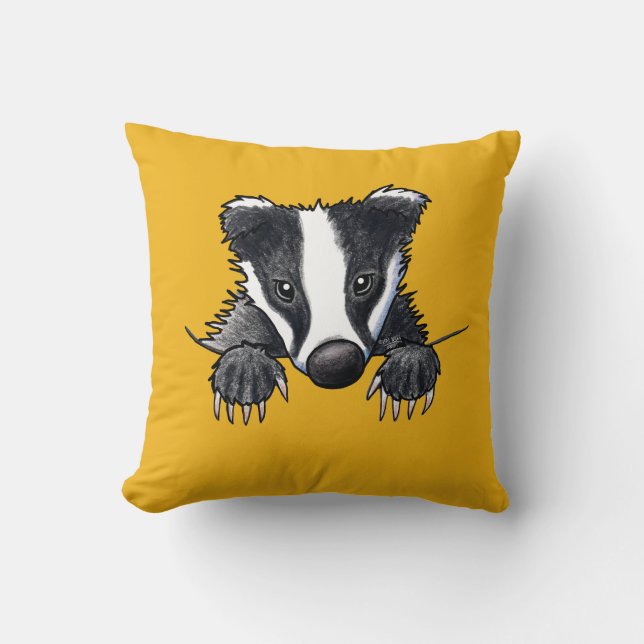 KiniArt Cute Badger Cushion (Front)