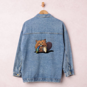 KiniArt Cute Beaver Denim Jacket