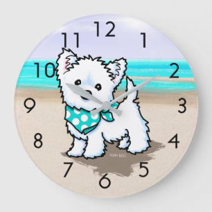 KiniArt Cutieface Beach Westie Wall Clock