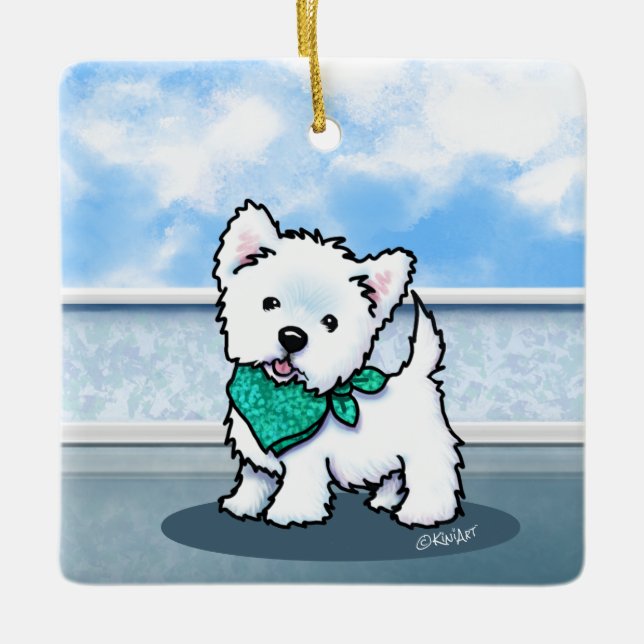 KiniArt Cutieface Westie Ceramic Ornament (Front)
