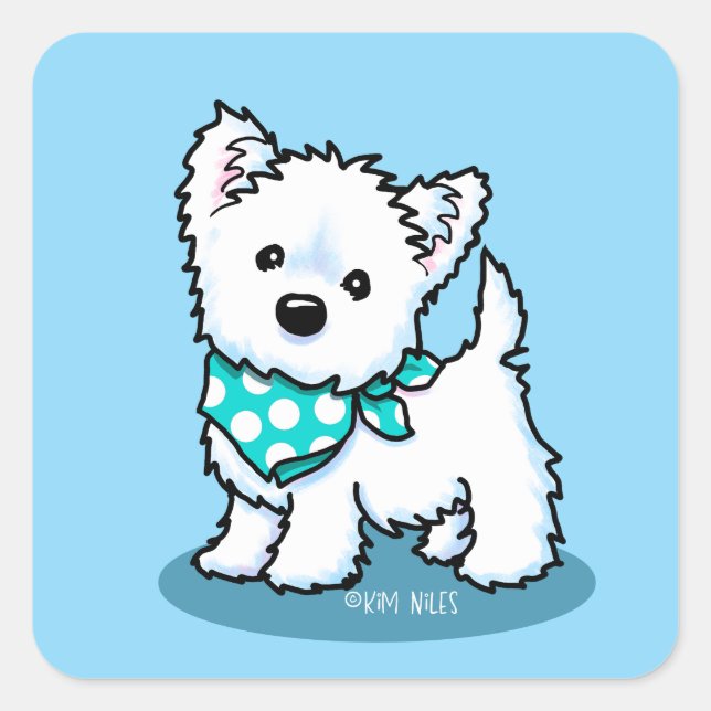 KiniArt Cutieface Westie Square Sticker (Front)