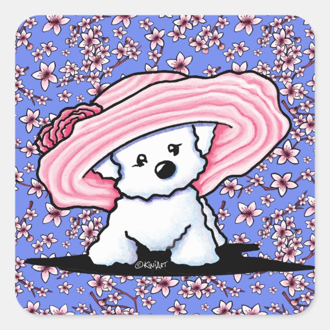 KiniArt Dog Tired Bichon Square Sticker (Front)
