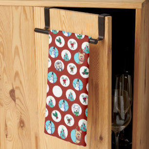 KiniArt Dogs Snowman Christmas Tea Towel