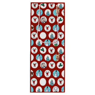 KiniArt Dogs Snowman Christmas Wine Gift Bag