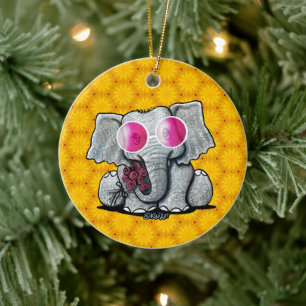KiniArt Elephant Ceramic Tree Decoration