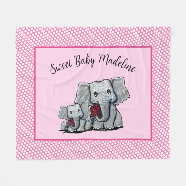 KiniArt Elephant Fleece Blanket (Front (Horizontal))