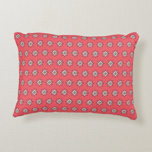 KiniArt Floral Coral Decorative Cushion (Back)