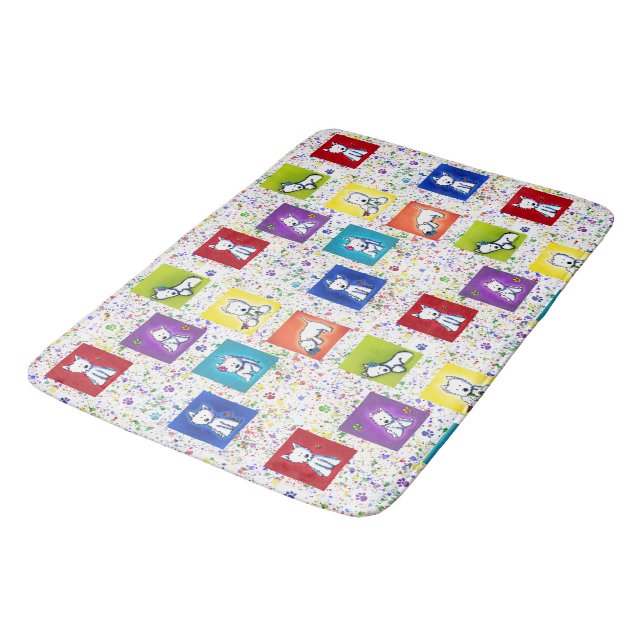 KiniArt Flowerbox Westies Bath Mat (Angled)
