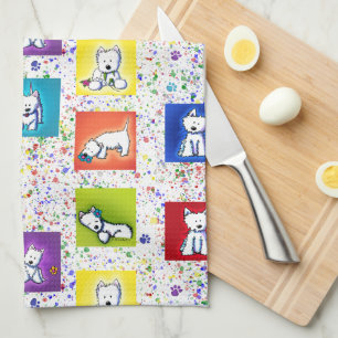 KiniArt Flowerbox Westies Tea Towel