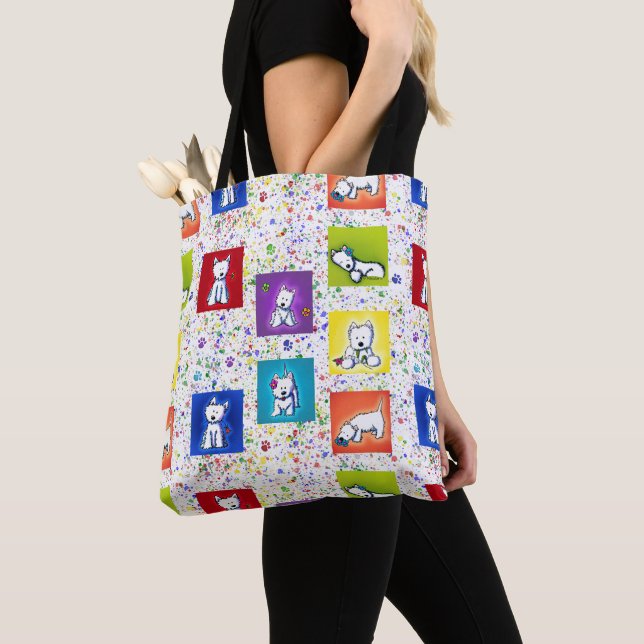 KiniArt Flowerbox Westies Tote Bag (Close Up)
