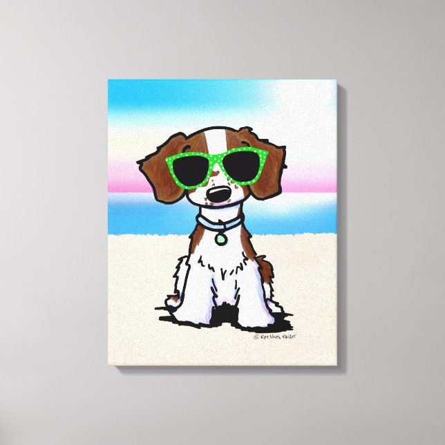 KiniArt French Brittany Dog Beach Canvas Print (Front)