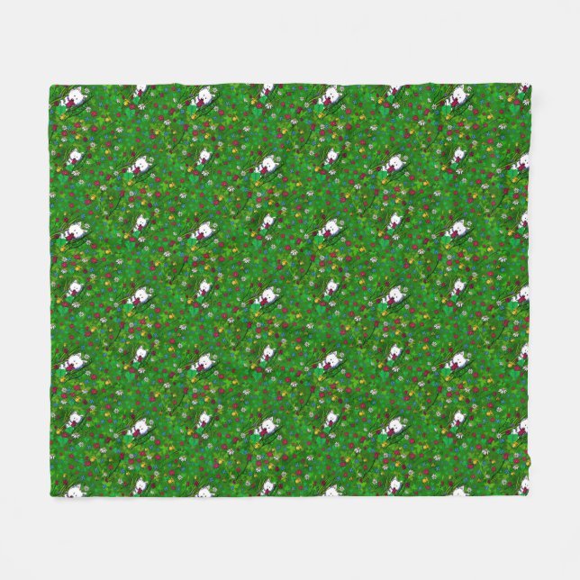 KiniArt Garden Westies Fleece Blanket (Front (Horizontal))