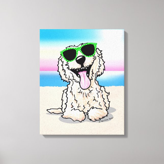 KiniArt Goldendoodle Dog Beach Canvas Print (Front)
