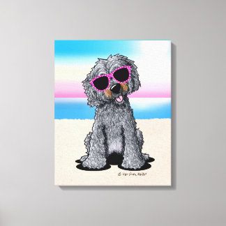 KiniArt Goldendoodle Dog Beach Canvas Print