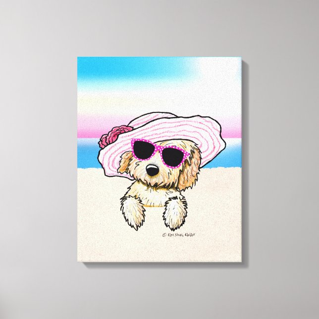 KiniArt Goldendoodle Dog Beach Canvas Print (Front)