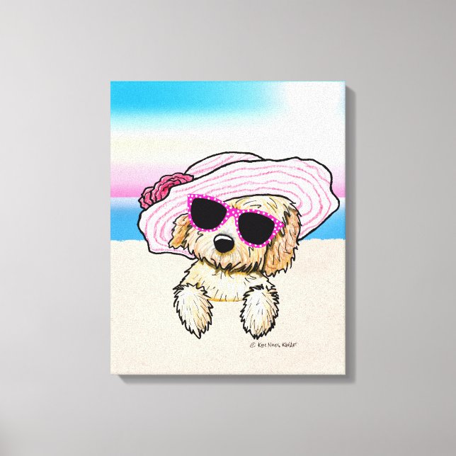 KiniArt Goldendoodle Dog Beach Canvas Print (Front)