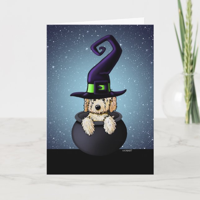 KiniArt Goldendoodle Halloween Card (Front)