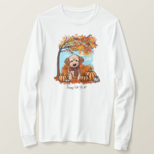 KiniArt Goldendoodle Pup Autumn T-Shirt