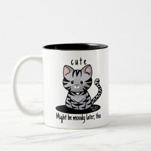 KiniArt Grey Tabby Kitten Two-Tone Coffee Mug